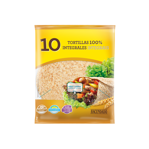 Tortilhas 100% integrais de trigo Hacendado 360g