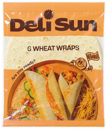 Pack of 6 Deli Sun wheat wraps
