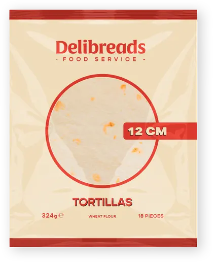 Envase Delibreads Foodservice de tortillas de 12 cm