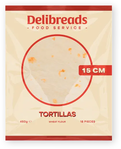 Envase Delibreads Foodservice de tortillas de 15 cm