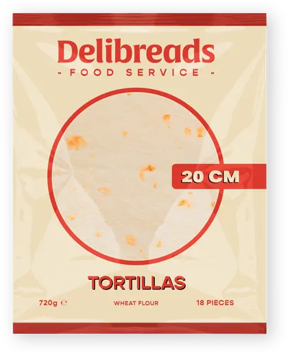 Envase Delibreads Foodservice de tortillas de 20 cm