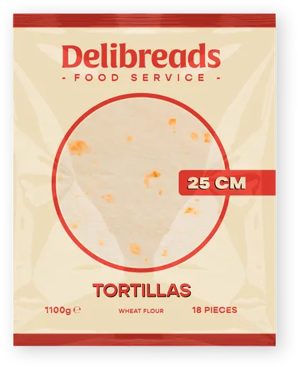 Envase Delibreads Foodservice de tortillas de 25 cm