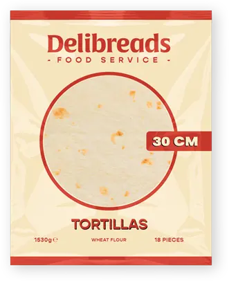 Envase Delibreads Foodservice de tortillas de 30 cm
