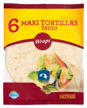 Pack of 6 Hacendado maxi wheat tortillas