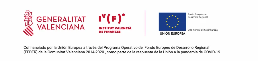 Logotipos de la Generalitat Valenciana, el Institut Valencià de Finances y la Unión Europea (FEDER)