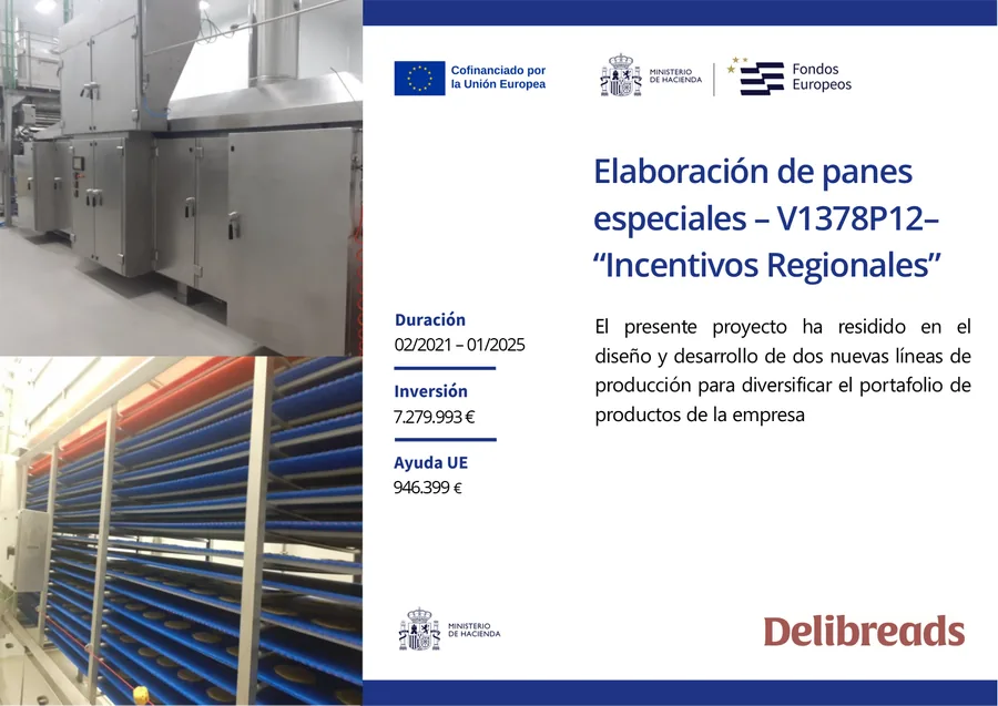 Cartel oficial del proyecto con los logotipos de la Unión Europea, el Ministerio de Hacienda y Fondos Europeos